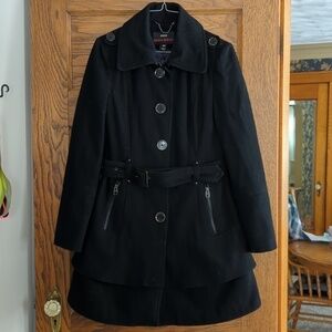 Miss Sixty Y2K Black Winter Button Down Trench Coat Size M